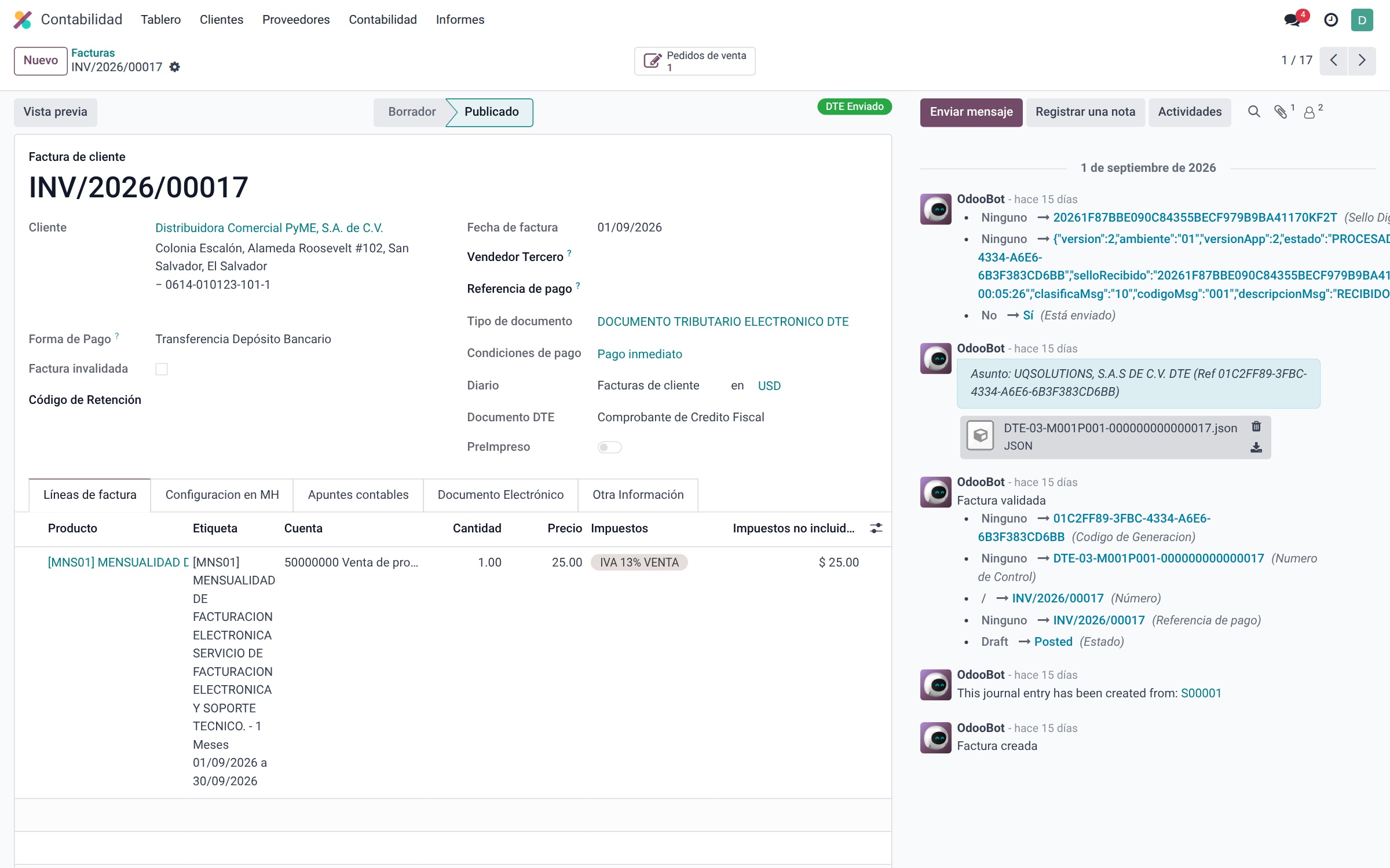 Odoo Community Facturación Electrónica DTE El Salvador